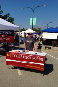 CU-Immigration Forumのブース@Urbana Farmers' Market, August15, 2015